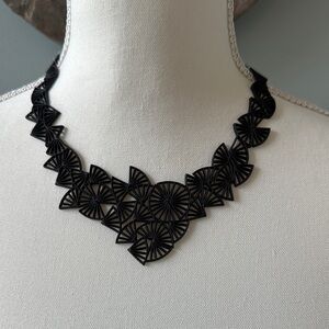 Batucada Paris Geometric  Inspired Black Lace Necklace